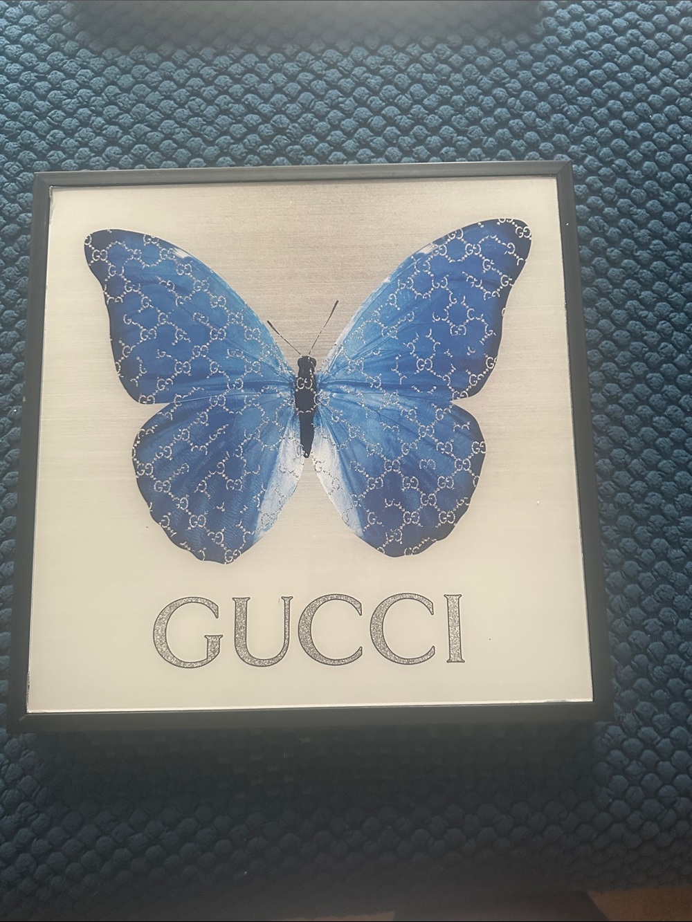 Gucci Blue Monogram Butterfly Wall Art